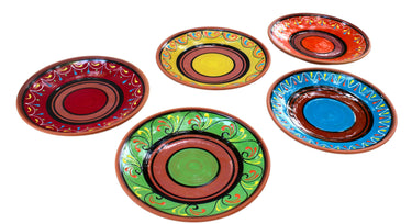 Terracotta Small Dinner Plates Set of 5 (European Size) - Hand Painted From Spain